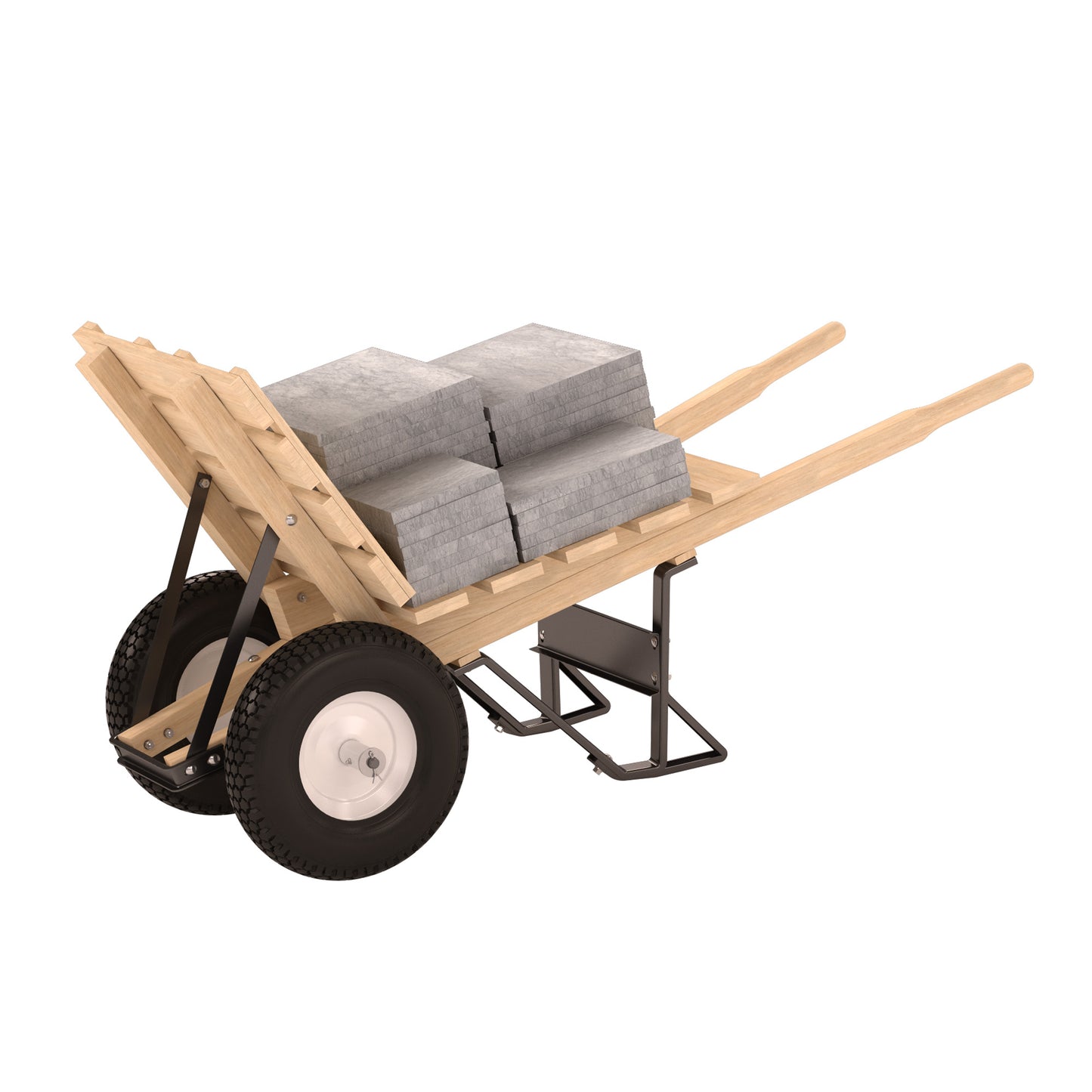 Brick & Tile Barrow - Double Knobby Tire - Wood Handle