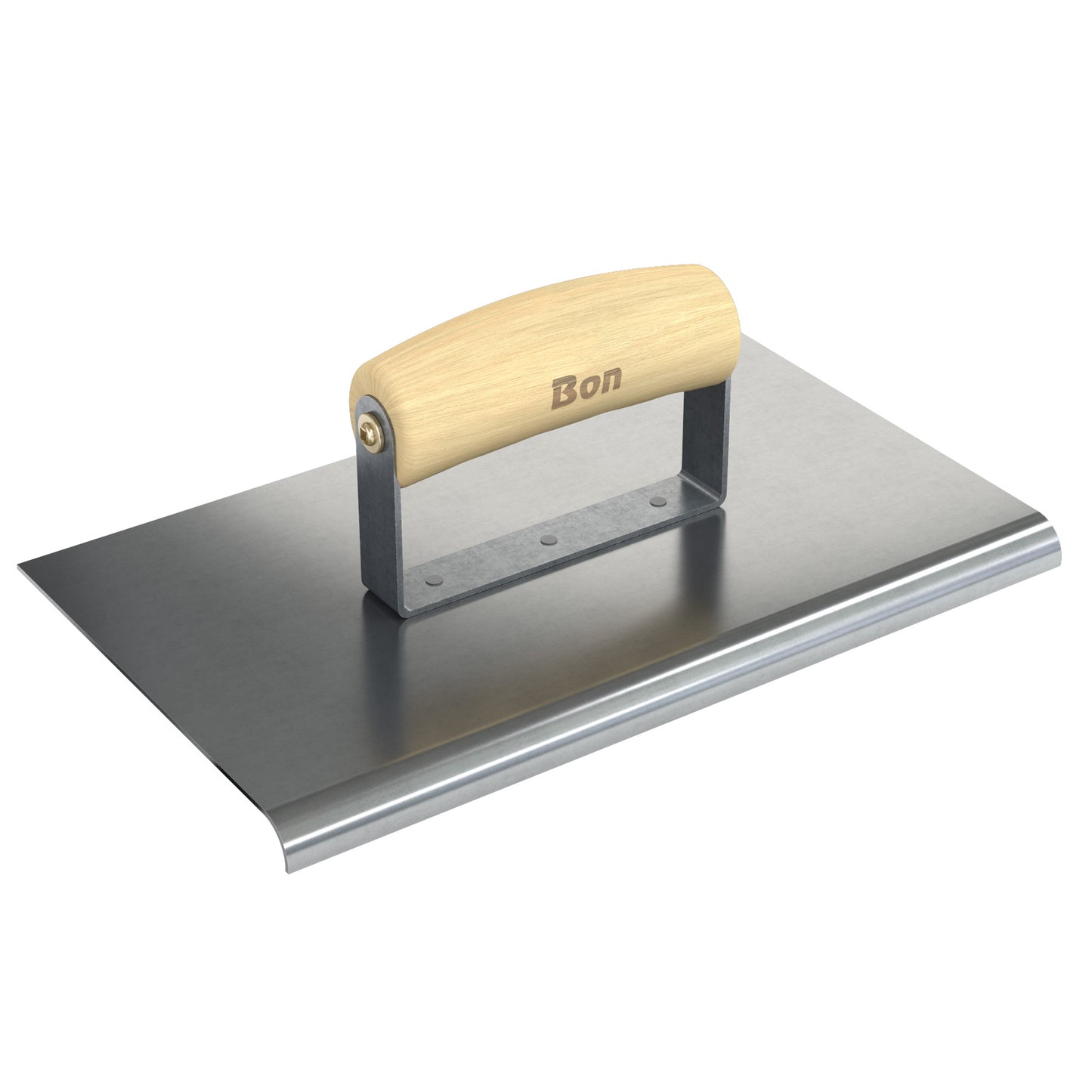 Edger - Aço inoxidável - 10 pol. x 6 pol. - Raio de 3/8 pol. - Lábio de 1/2 pol. - Cabo de madeira (Bon 12-462)