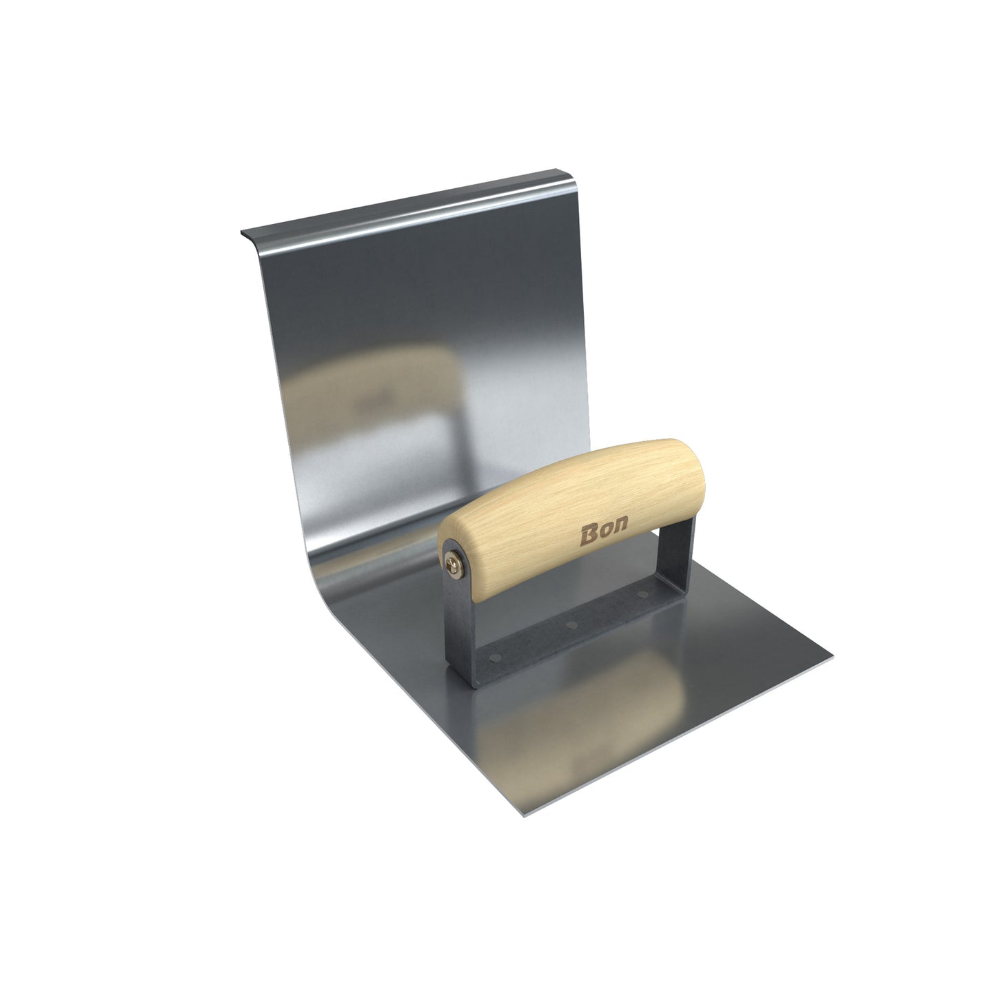 Epoxy Base Tool - Stainless Steel - 6" x 6" - 1" Radius - 6" Lip - Wood Handle