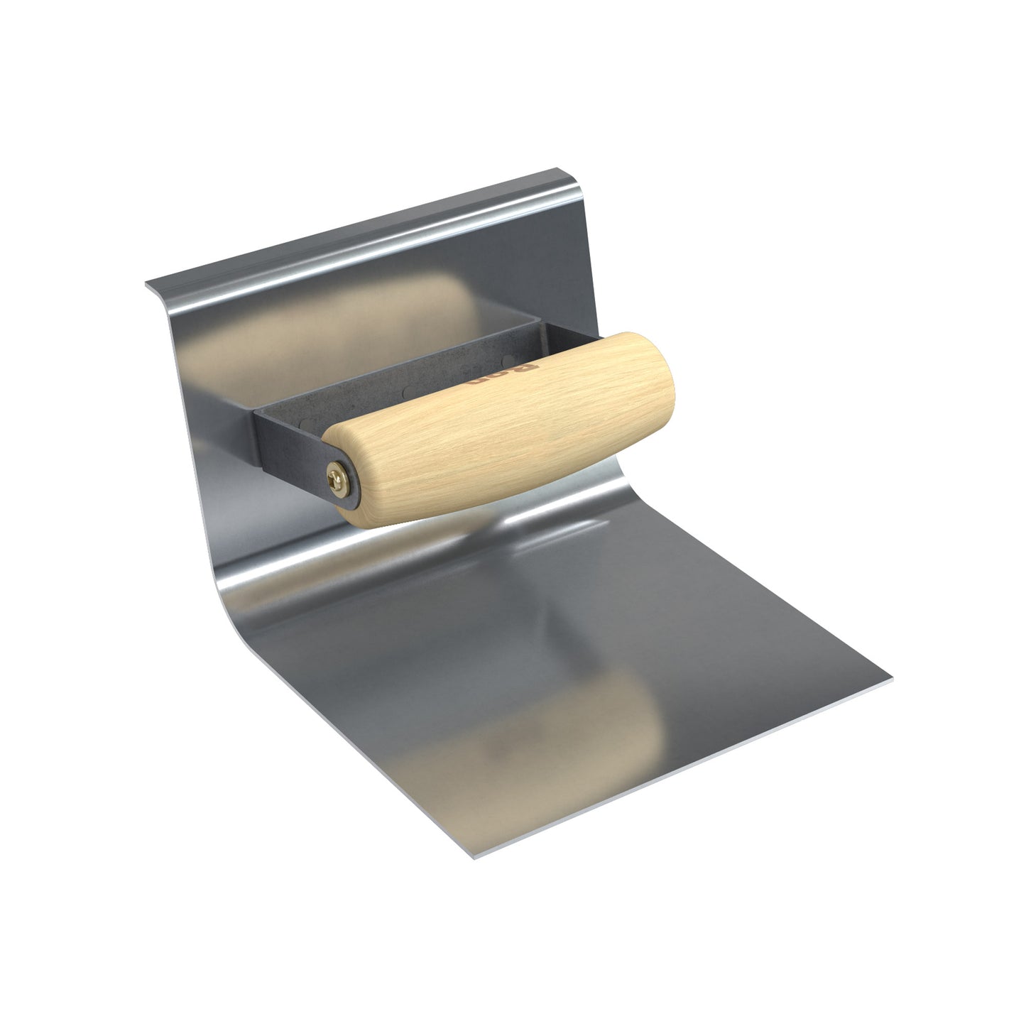 Epoxy Base Tool - Stainless Steel - 6" x 6" - 3/4" Radius - 4" Lip - Wood Handle