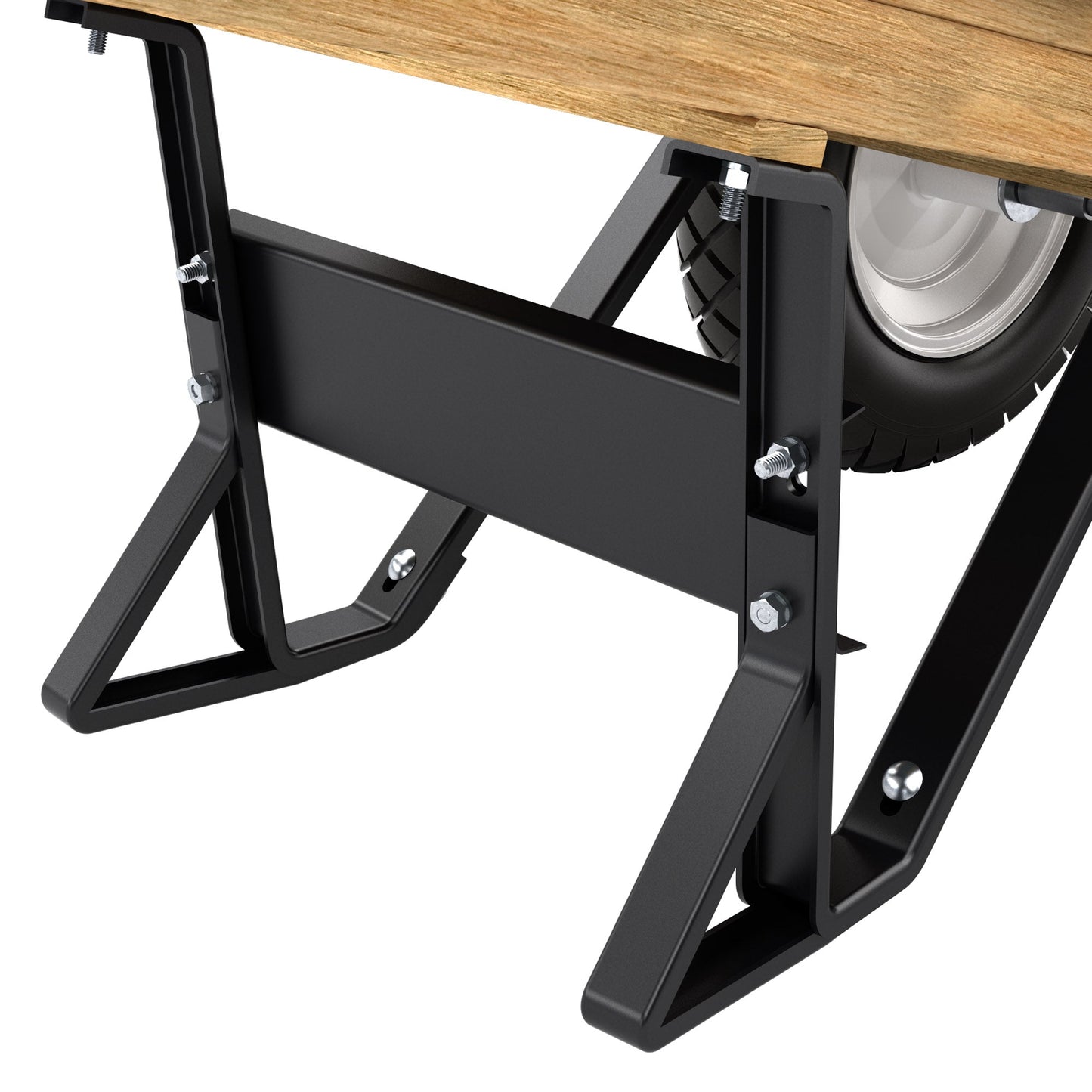 Barrow - Poly - 5.75 Cubic Foot Tray - Double Flatfree Tire - Wood Handle