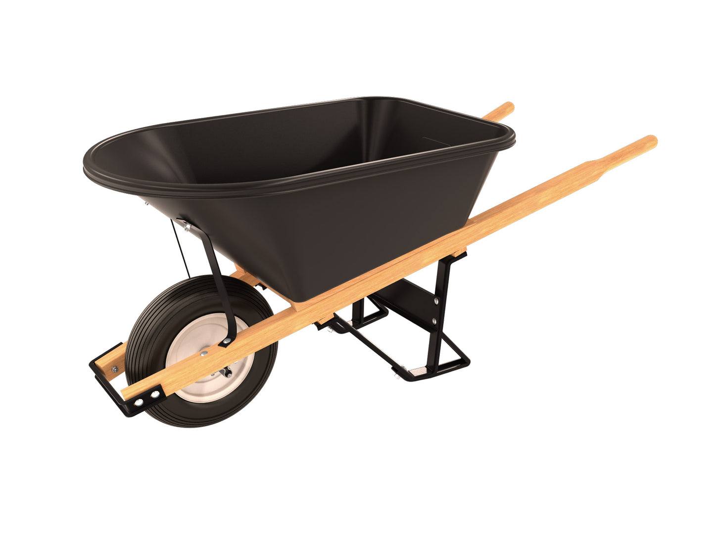 Barrow - Poly - 5.75 Cubic Foot Tray - Single Ribbed Tire - Wood Handle