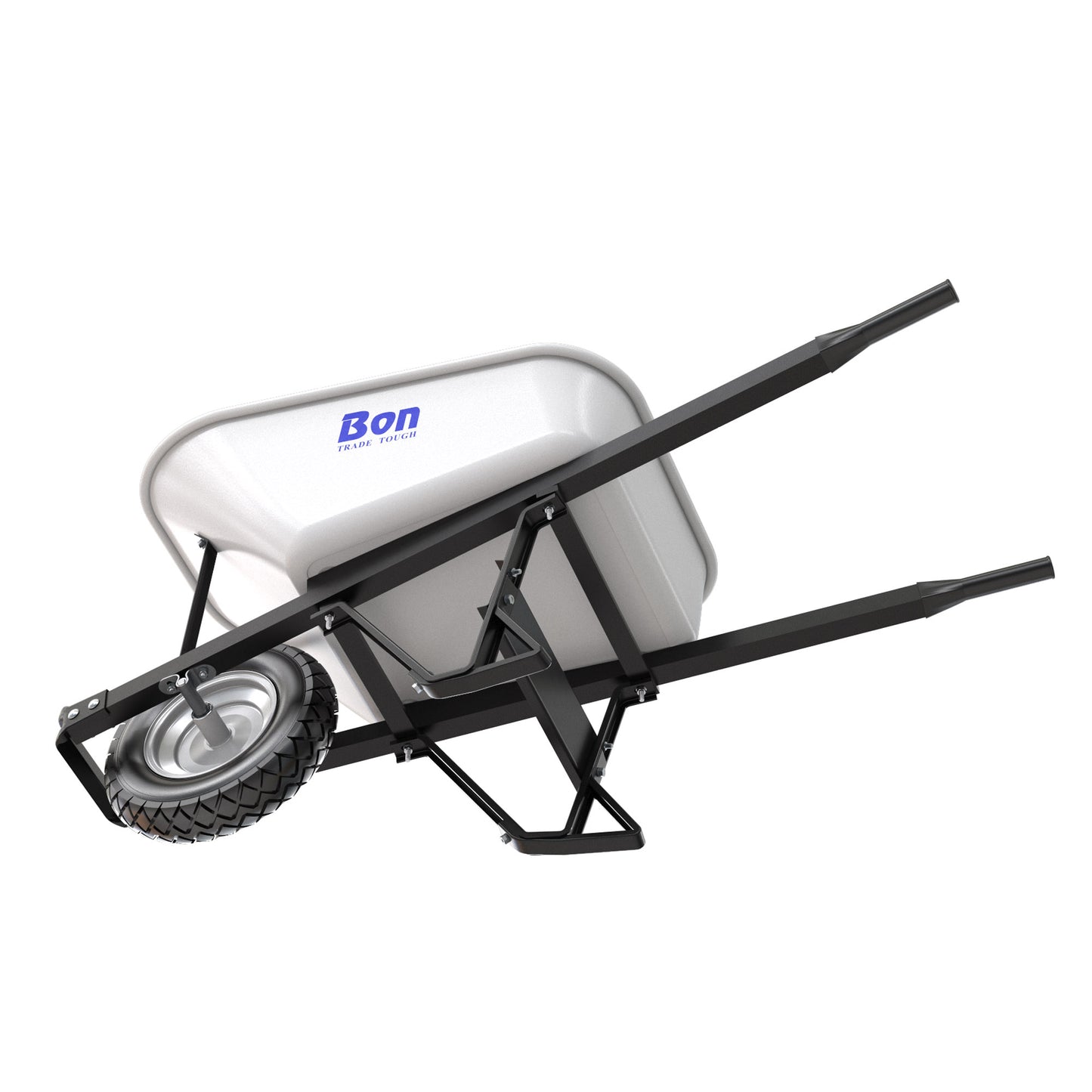 Bon® Barrow - Seamless Steel - 6 Cubic Foot Tray - Single Flat Free Tire - Steel Handle
