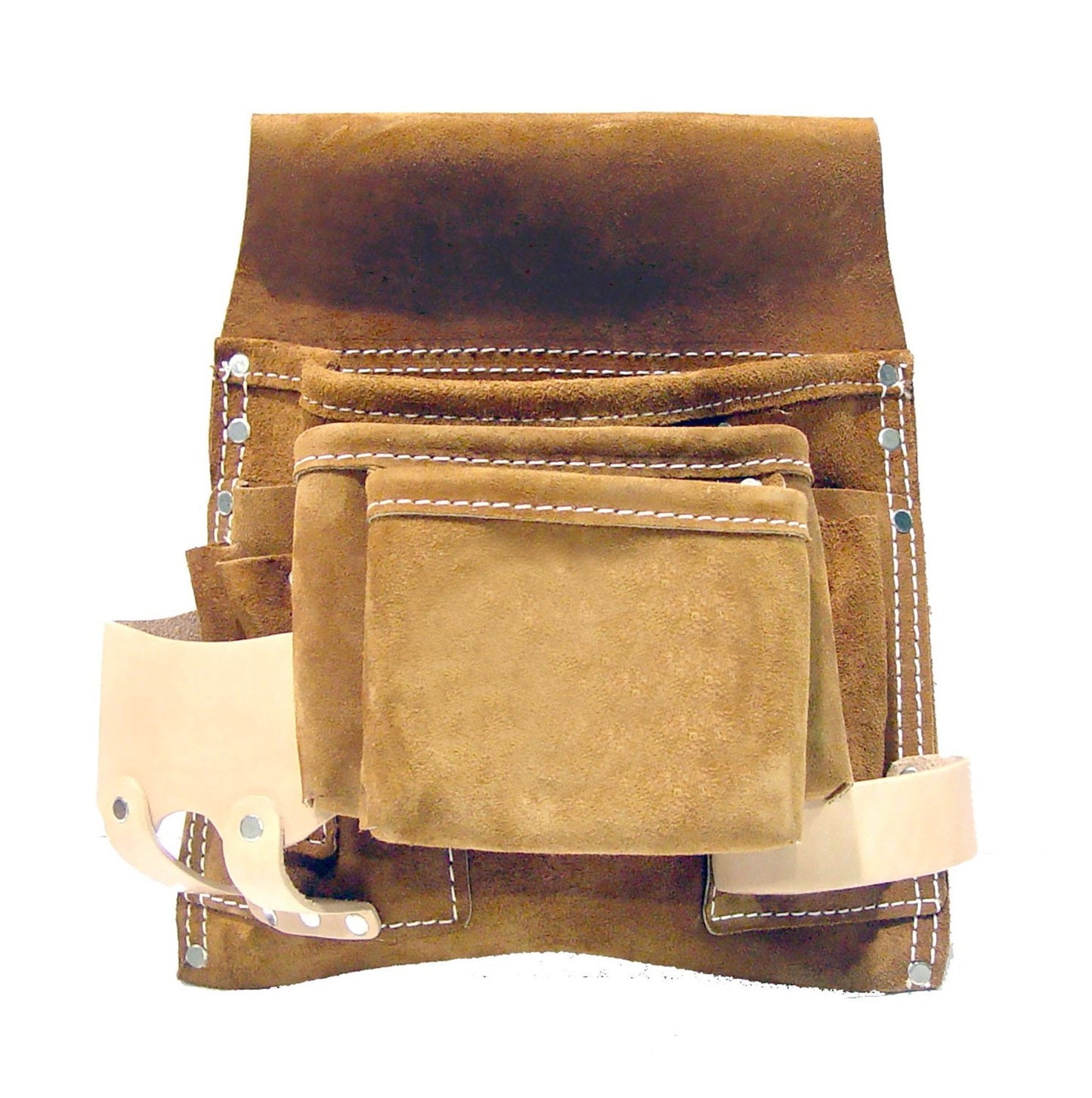 Bolsa para clavos y herramientas - 5 bolsillos - Cuero serraje profesional