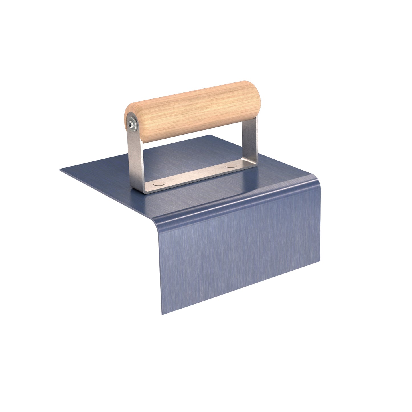 Herramienta de paso - Exterior - Acero azul - 6" x 6" - Radio de 3/8" - Borde de 4" - Mango de madera
