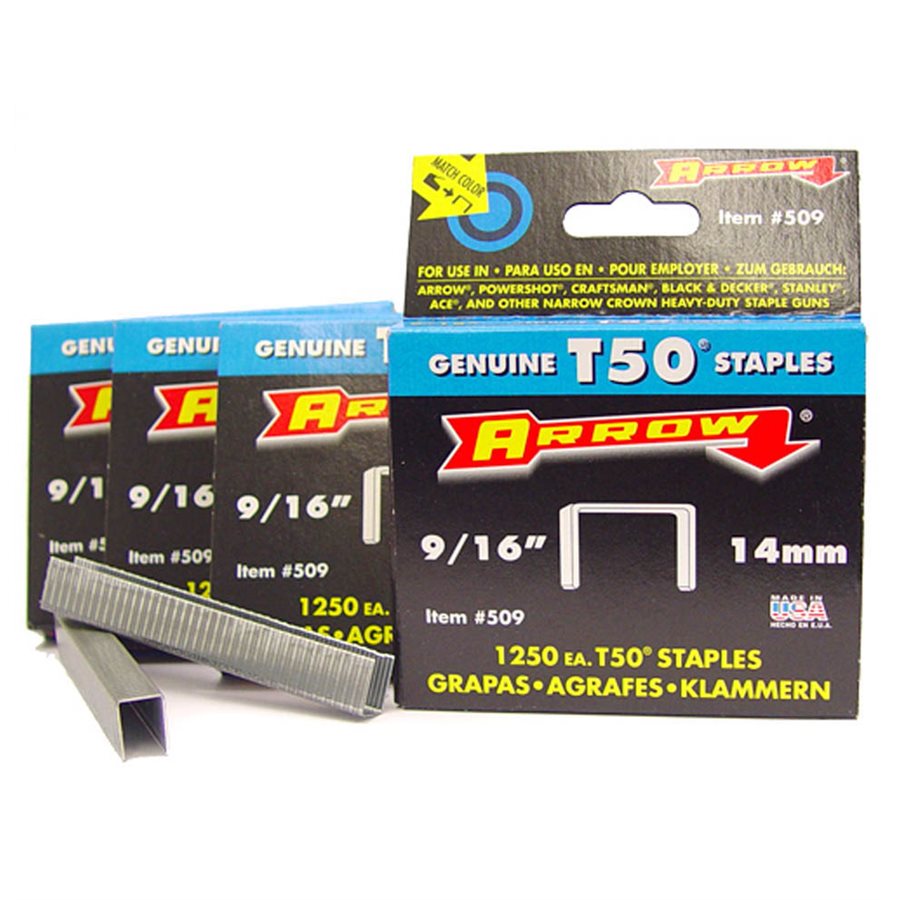 Grapas T50 de 1/4" (5000/paquete - 4 cajas de 1250)