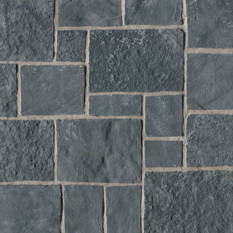 Revestimento de pedra empilhada em quadrados e retângulos Midnight Canyon