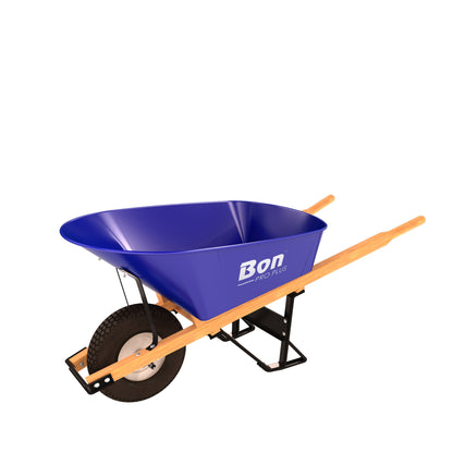 Barrow - Steel 6 Cubic Feet Tray - Single Knobby Tire - Wood Handle (Bon 11-300)