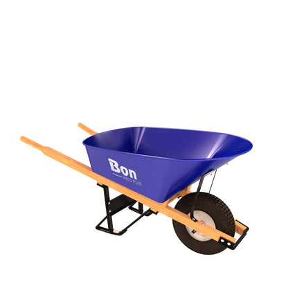 Barrow - Steel 6 Cubic Feet Tray - Single Knobby Tire - Wood Handle (Bon 11-300)