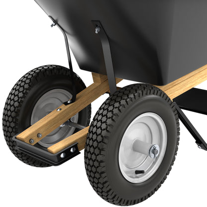 Barrow - Poly 5 3/4 Cubic Feet Tray - Double Knobby Tire - Wood Handle (Bon 11-661)