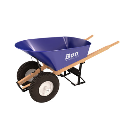 Barrow - Steel 6 Cubic Feet Tray - Double Knobby Tire - Wood Handle (Bon 11-676)