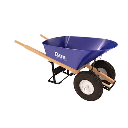 Barrow - Steel 6 Cubic Feet Tray - Double Knobby Tire - Wood Handle (Bon 11-676)