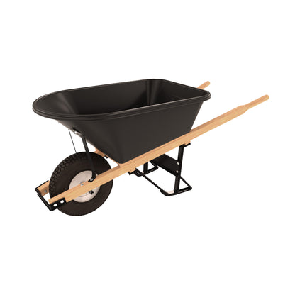 Barrow - Poly - 5.75 Cubic Foot Tray - Single Knobby Tire - Wood Handle