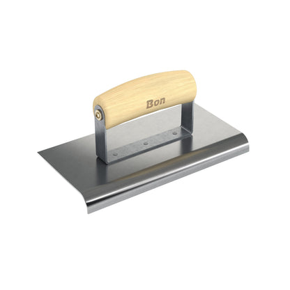 Edger - Aço inoxidável - 6 polegadas x 6 polegadas - Raio de 1/4 de polegada - Lábio de 3/8 de polegada - Cabo de madeira (Bon 12-418)