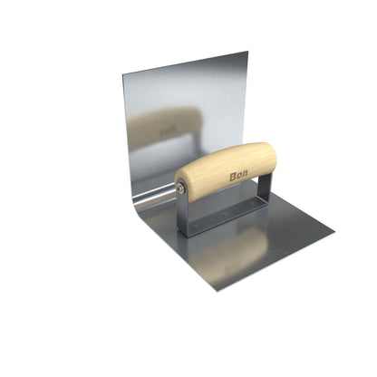 Base Tool - Stainless Steel - 6" x 6" - 1/2" Radius - 6" Lip - Wood Handle