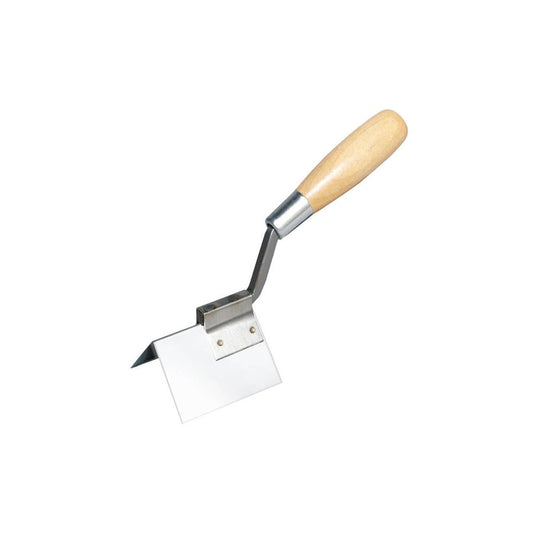 Outside Corner Tool - Stainless Steel - 1" x 1" - Wood Handle