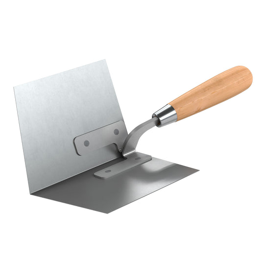 Corner Trowel - Inside - Stainless Steel - 4-inch x 5-inch To 4-1/4-inch - Wood Handle (Bon 15-125)