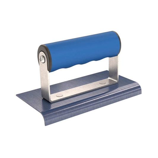 Bordeadora de acero azul, 6" x 3", radio de 3/8", borde de 1/2", agarre cómodo