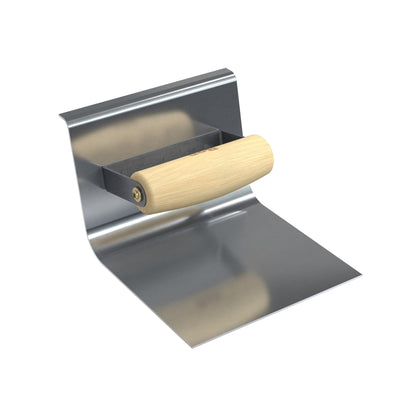Base Tool - Stainless Steel - 6" x 6" - 1/2" Radius - 6" Lip - Wood Handle