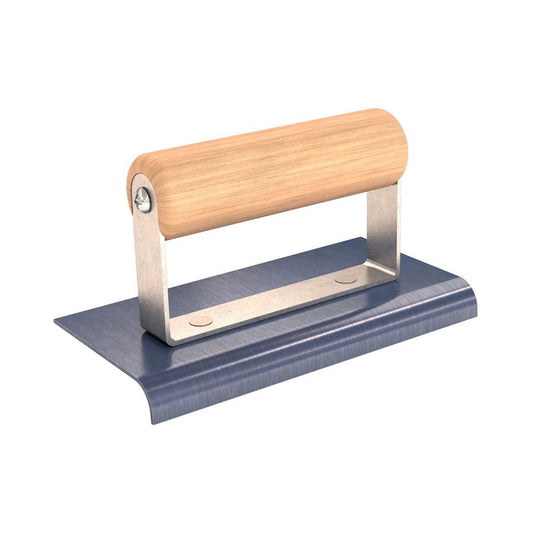 Canteadora de bordes de acero azul, 6" x 3", radio de 3/8", borde de 1/2", mango de madera
