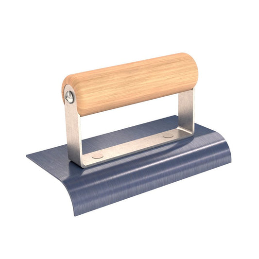 Canteadora de bordes de acero azul, 6" x 3", radio de 3/4", borde de 7/8", mango de madera