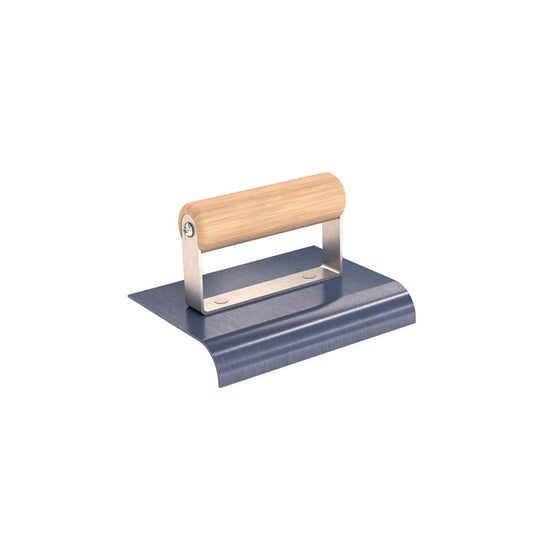 Canteadora de acero azul, 15 x 10 cm, radio de 1,9 cm, borde de 2,2 cm, mango de madera