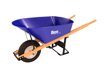 Barrow - Steel - 6 Cubic Foot Tray - Single Flatfree Tire - Wood Handle