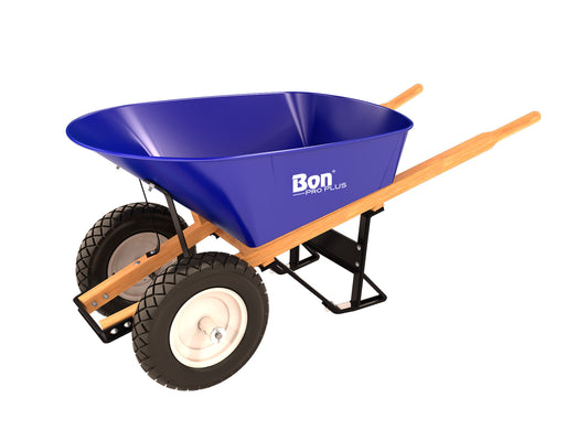 Barrow - Steel - 6 Cubic Feet Tray - Double Flatfree Tire - Wood Handle (Bon 28-701)