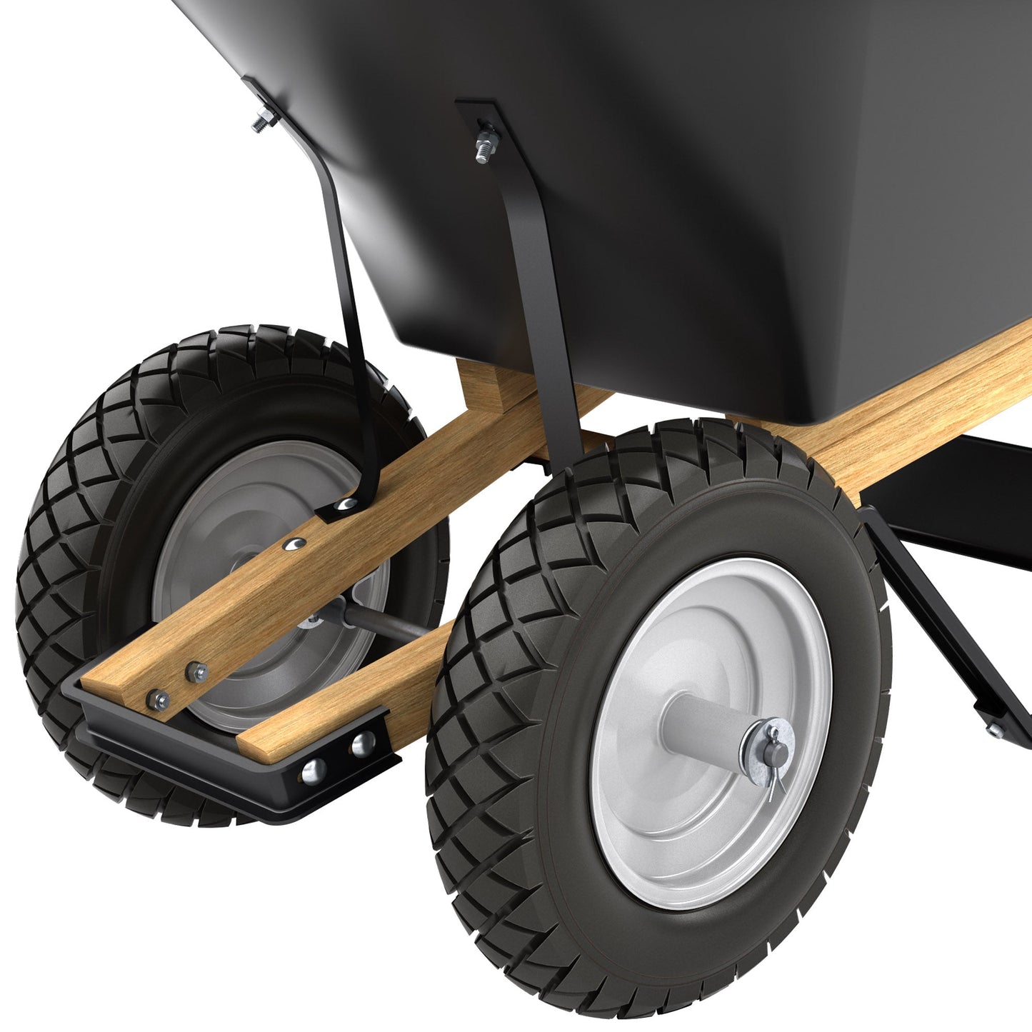 Barrow - Poly - 5.75 Cubic Foot Tray - Double Flatfree Tire - Wood Handle