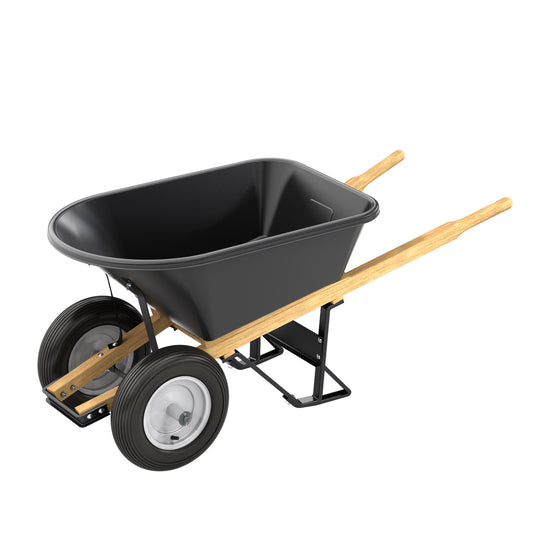 Barrow - Poly - 5 3/4 Cubic Feet Tray - Double Ribbed Tire - Wood Handle (Bon 28-707)