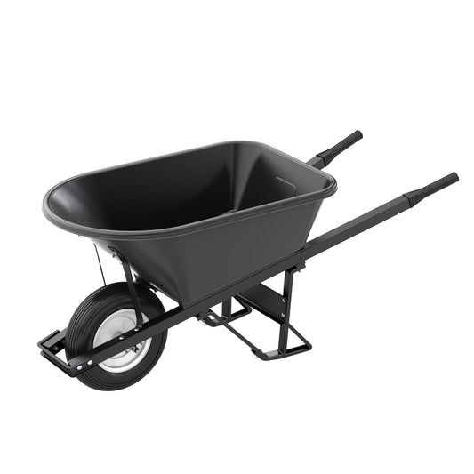 Barrow - Poly - 5 3/4 Cubic Feet Tray - Single Ribbed Tire- Steel Handle (Bon 28-908)