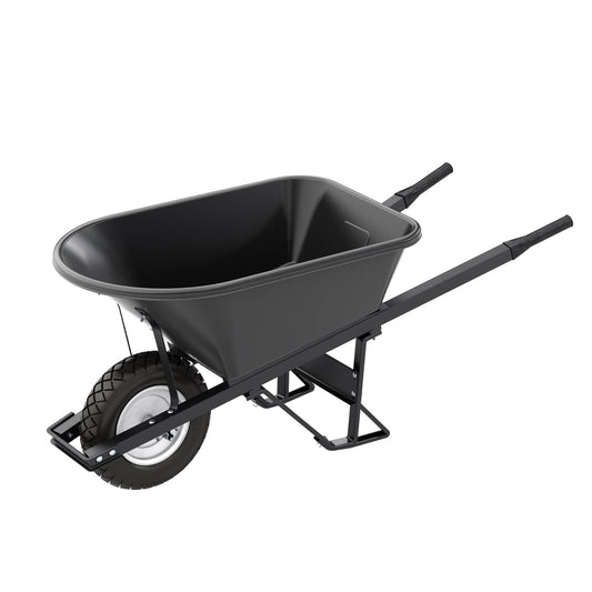 Barrow - Poly - 5 3/4 Cubic Feet Tray - Single Flatfree Tire- Steel Handle (Bon 28-910)