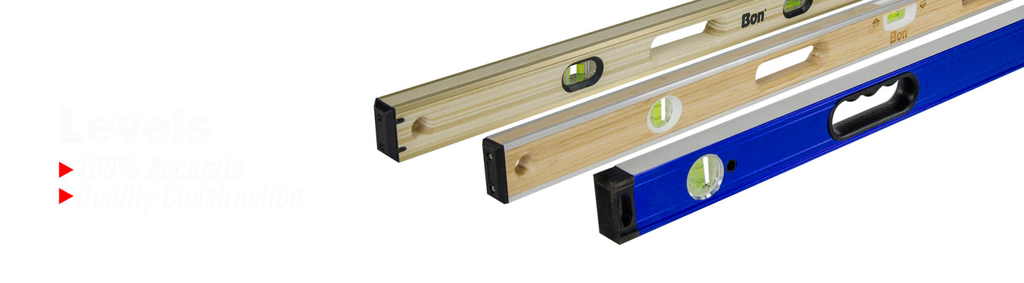 Bamboo Wood Level - 48-inch - Aluminum Bound (Bon 34-217)