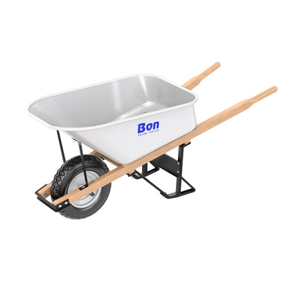 Barrow - Seamless Steel - 6 Cu. Ft. Tray - Single Flat Free Tire - Wood Handle (Bon 34-262)