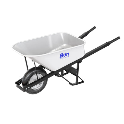 Barrow - Seamless Steel - 6 Cu. Ft. Tray - Single Ribbed Tire - Steel Handle (Bon 34-264)