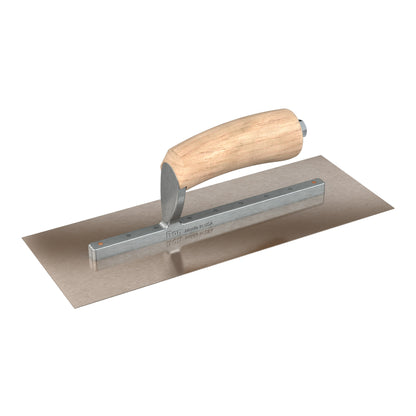 Finish Trowel - Square - Golden Stainless - 11.5-inch x 4.5-inch - Wood (Bon 66-118)