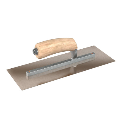 Finish Trowel - Square - Golden Stainless - 11.5-inch x 4.5-inch - Wood (Bon 66-118)