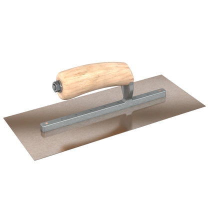 Finish Trowel - Square - Golden Stainless - 12-inch x 5-inch - Wood (Bon 66-124)