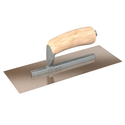 Finish Trowel - Square - Golden Stainless - 11-inch x 4-inch - Wood - Short Shank (Bon 66-136)