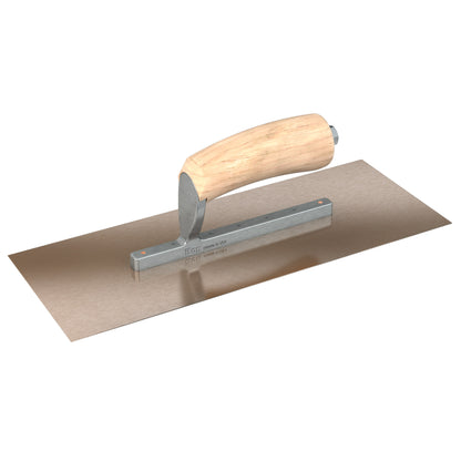 Finish Trowel - Square - Golden Stainless - 13-inch x 5-inch - Wood - Short Shank (Bon 66-141)