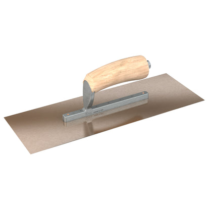 Finish Trowel - Square - Golden Stainless - 14-inch x 5-inch - Wood - Short Shank (Bon 66-142)