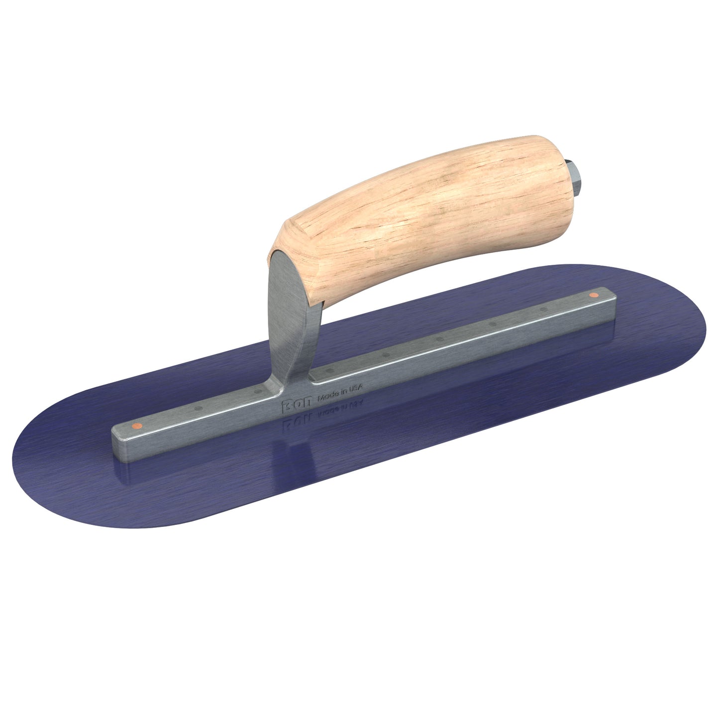 Finish Trowel - Round - Blue Steel - 12-inch x 4-inch - Wood (Bon 66-150)