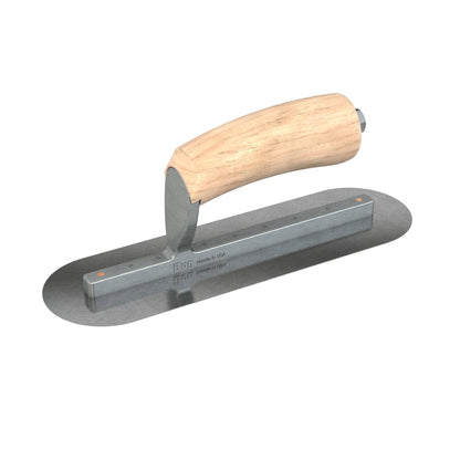 Finish Trowel - Round - Carbon Steel - 10 in. x 3 in.  - Wood - Long Shank (Bon 66-190)