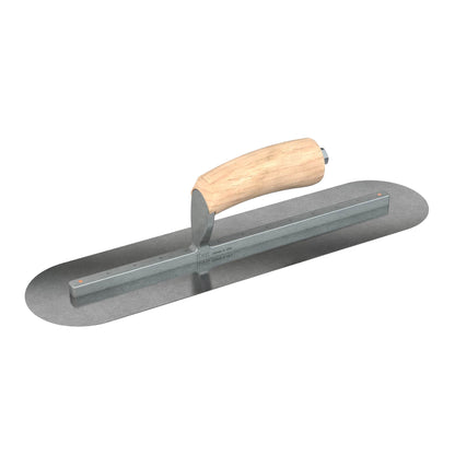 Finish Trowel - Round - Carbon Steel - 16 in. X 4 in. - Wood - Long Shank (Bon 66-194)