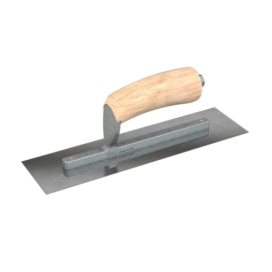 Finish Trowel - Square - Carbon Steel - 11 in. x 3 in. - Wood (Bon 66-218)