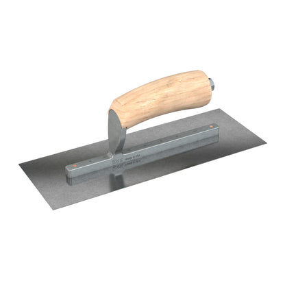 Finish Trowel - Square - Carbon Steel - 11 in. x 4 in. - Wood (Bon 66-220)