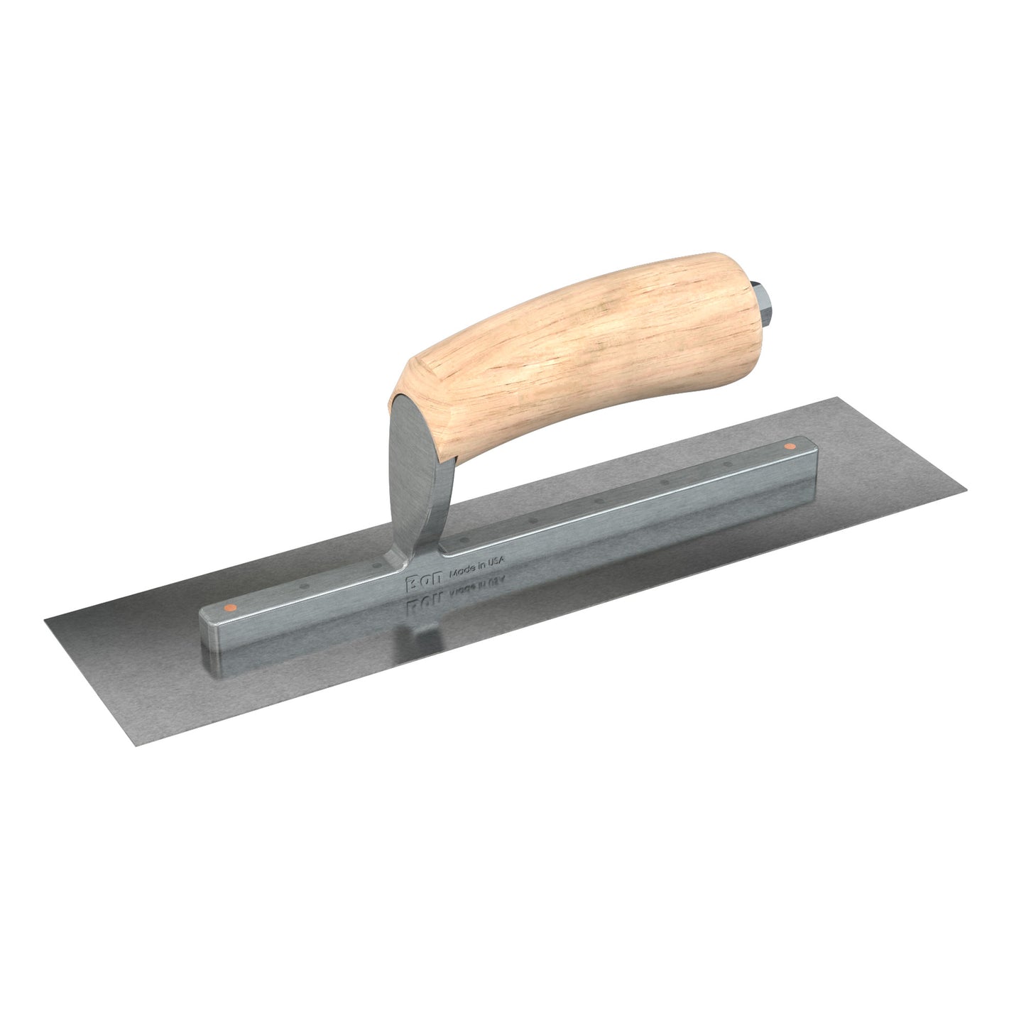 Bon Steel City Carbon Steel Finishing Trowel with Camel Back Wood Handle - Square End