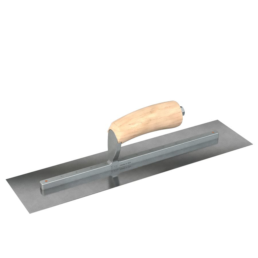 Finish Trowel - Square - Carbon Steel - 12" x 4" - Wood Handle