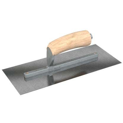 Bon Steel City Carbon Steel Finishing Trowel with Camel Back Wood Handle - Square End