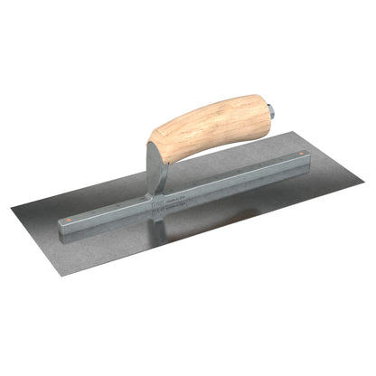 Bon Steel City Carbon Steel Finishing Trowel with Camel Back Wood Handle - Square End
